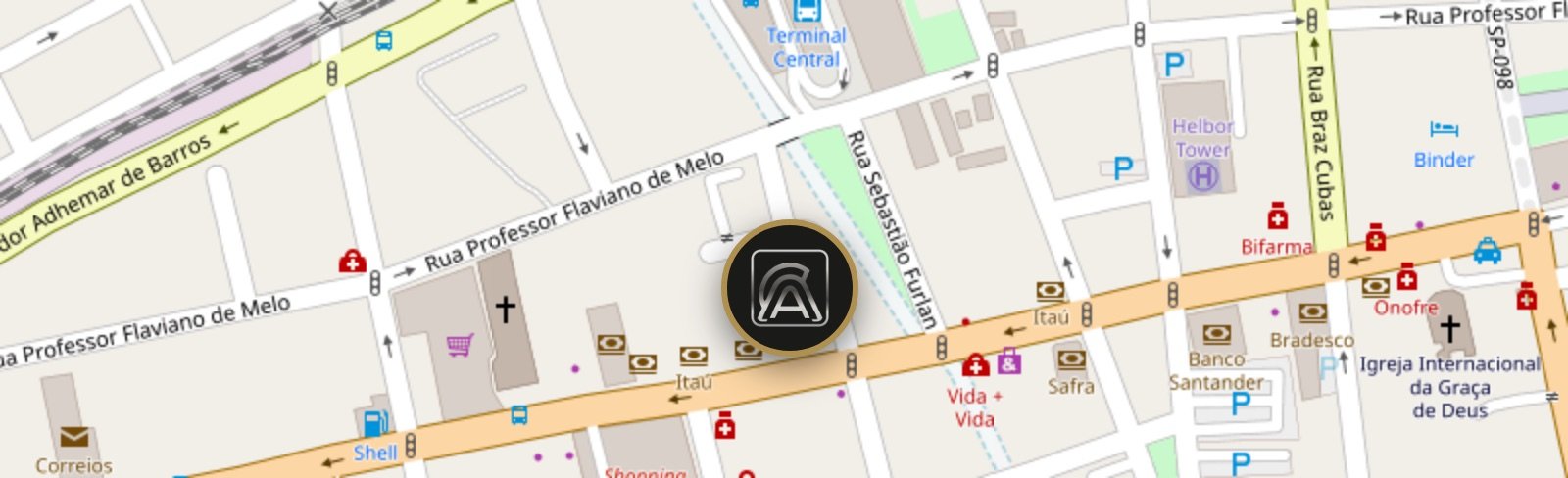 Mapa da localização do escritório Augusto Castro Advocacia em Mogi das Cruzes